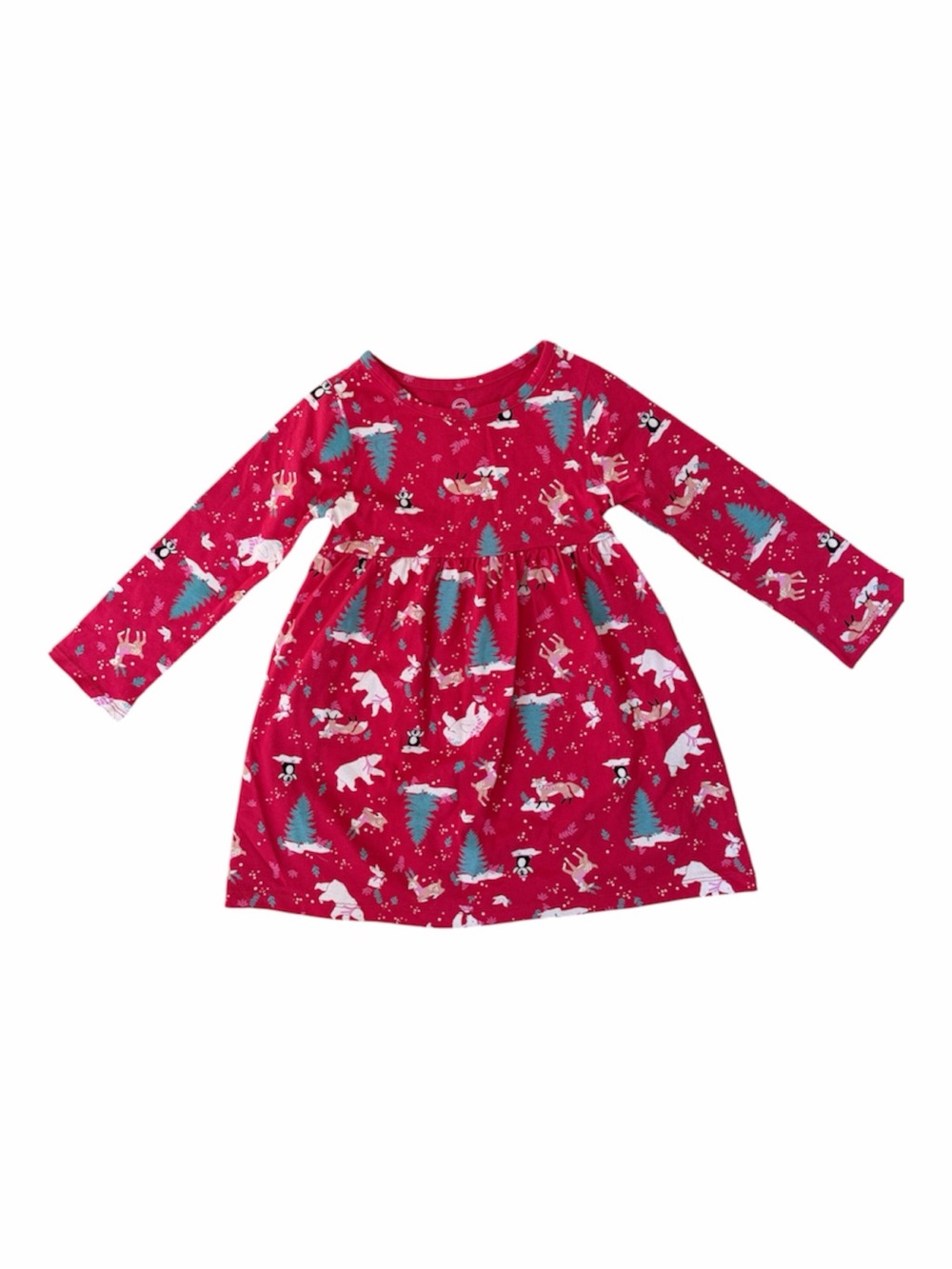 wonder nation Red Holiday Animal & Tree Print Long Sleeve Dress